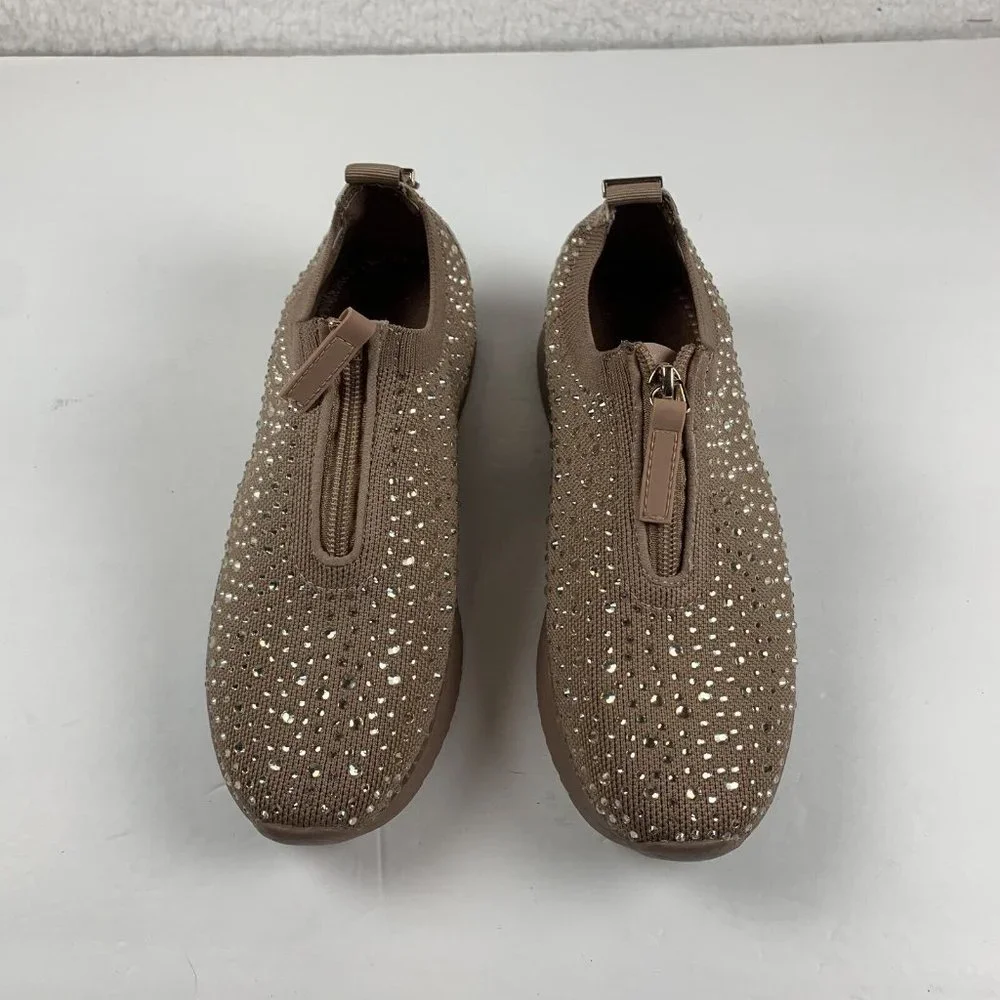 Kenneth Cole Reaction Cameron Zip Jewel Jogger Sneakers Women's Sz 6 Cashew 7888